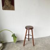 High tripod oak stool