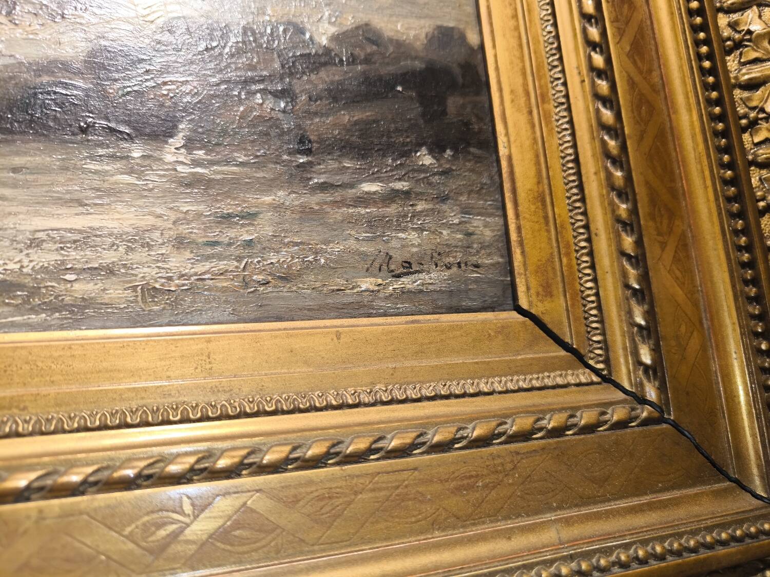 Oil on canvas, late 19th century, seascape by André Maglione