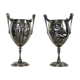 Ferdinand barbedienne 1810/ 1892 pair of silver bronze cups from the 19th to set de putti