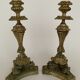 Pair of bronze candle holders with neogothic nineteenth chiseling
