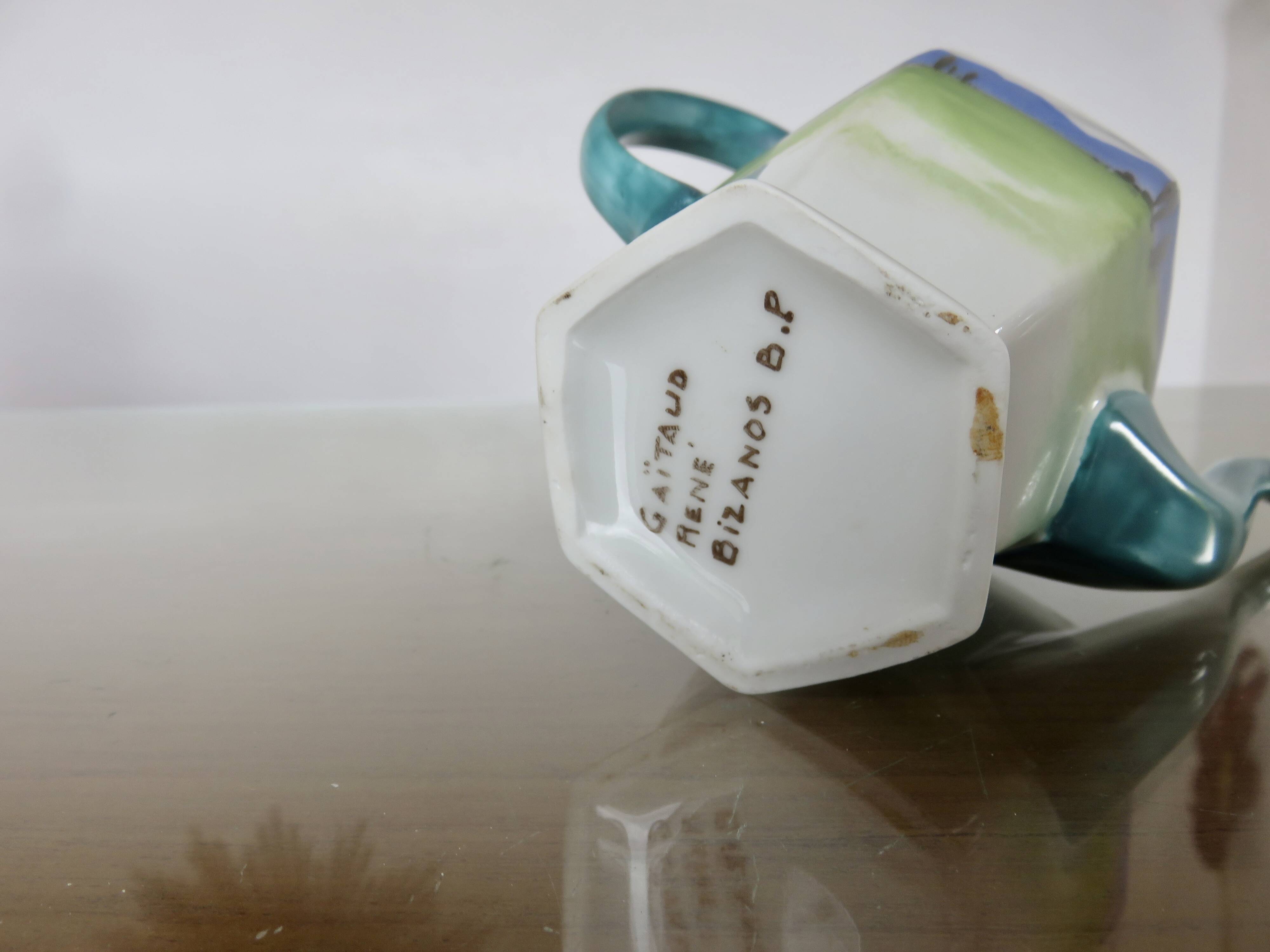 Basque ceramic René Gaïtaud, breakfast duo, 1960