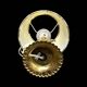 Small vintage lamp in brass & onyx – fish motif – 1950s/60s
