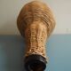 old amber glass bottle VB wicker vintage deco glass bottle wicker