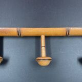 Old turned wooden coat rack 1930s bamboo style - 3 hooks