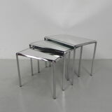 3 nesting tables with mirror glass