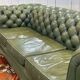 1970s Green Leather 3 Seater Chesterfield Sofa