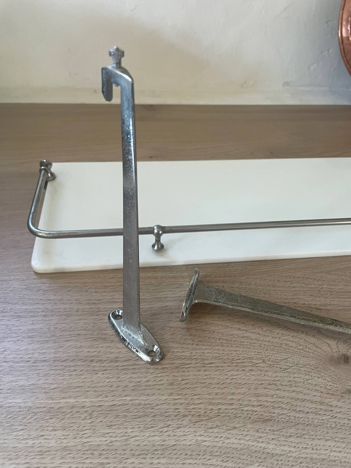 White glass and chrome wall shelf 60cm