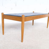 Scandinavian coffee table oak and slate 60's