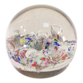 Sulphide / Multicolored Paperweight with Color Glow