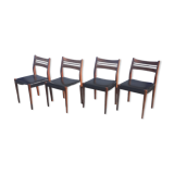 Scandinavian chairs in teak and black skaï.