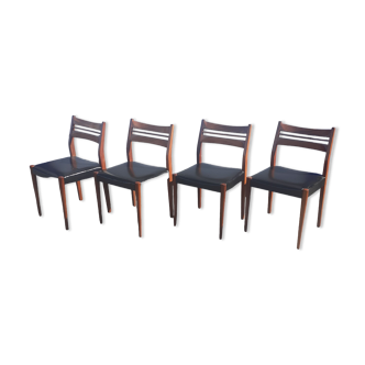 Scandinavian chairs in teak and black skaï.