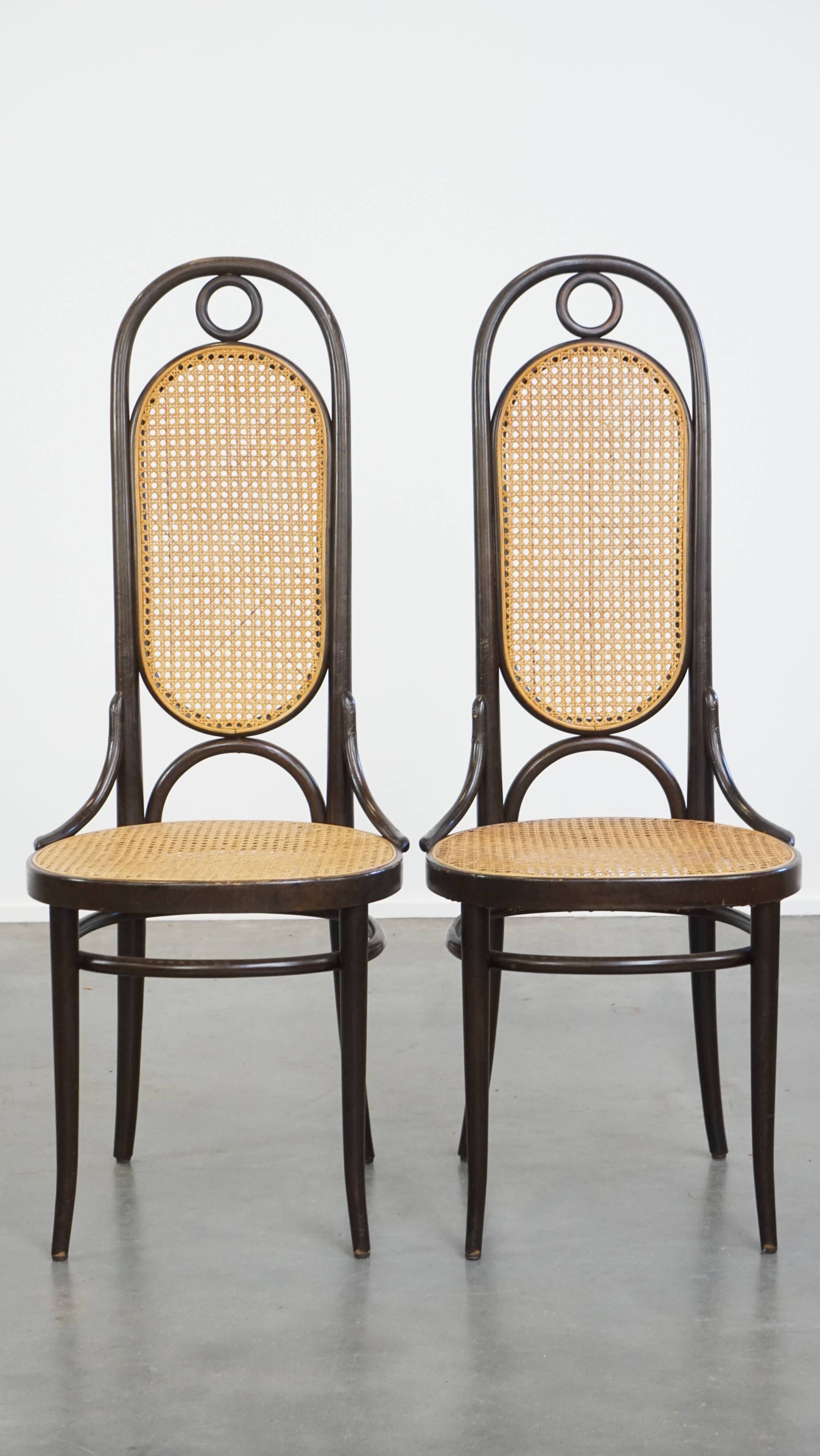 Lot de 4 chaises hautes vintage en bois courbé « Long John » de Thonet