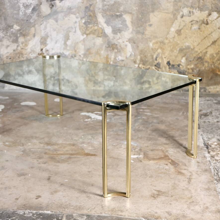 Brass and glass coffee table model T24 by Peter Ghyczy