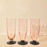 Lot de 3 flûtes à champagne en cristal art déco