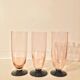 Set of 3 art deco crystal champagne flutes