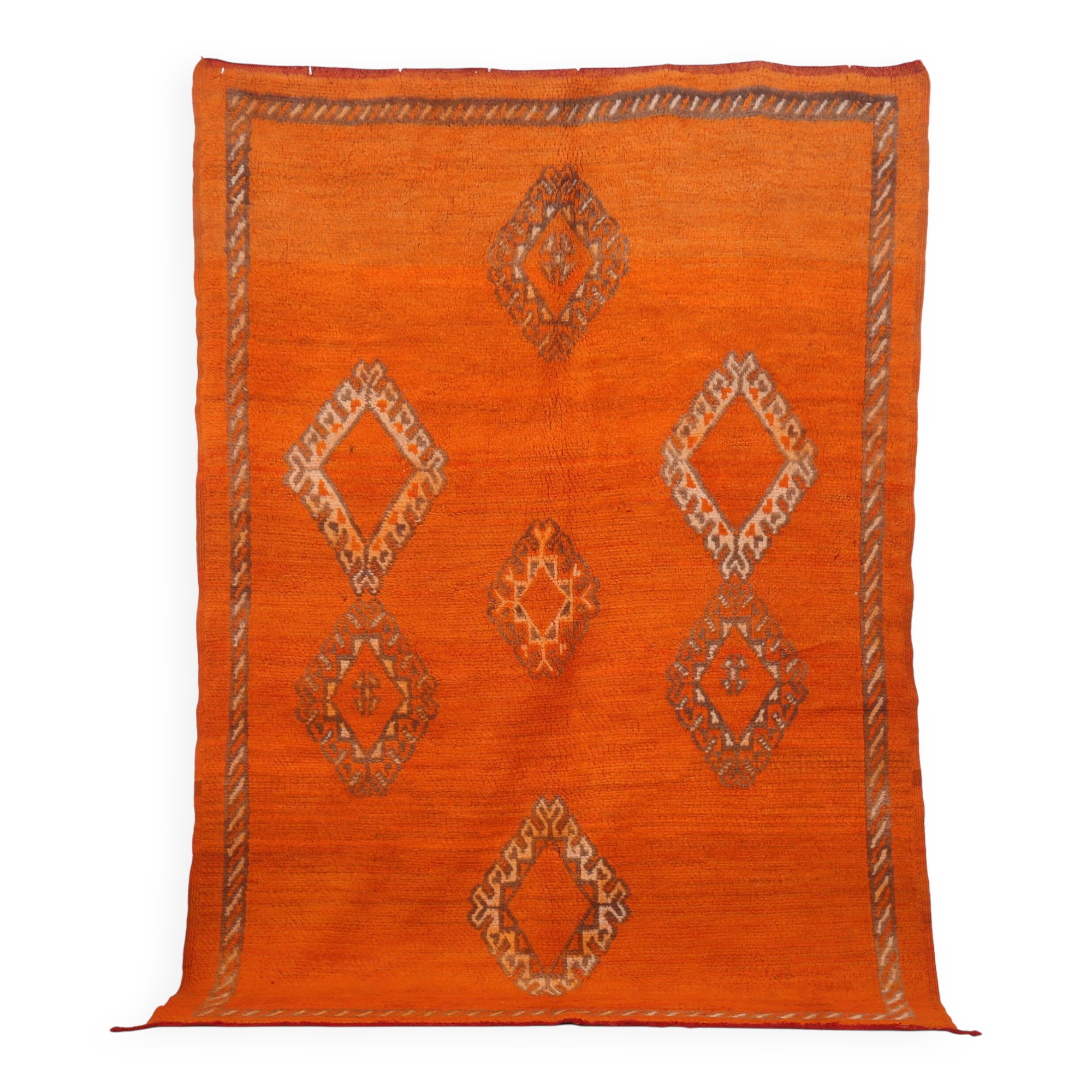 Orange Vintage Moroccan Rug 162 x 232 cm - Berber Wool Rug - Handmade Rug