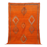 Tapis marocain vintage en laine orange fait main