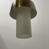 Opal & Brass hanging lamp MidCentury by Doria, 1960s
