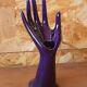 Hand-shaped ring holder with soliflore in blue ceramic