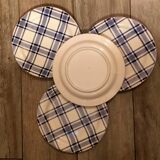 Ensemble de 4 assiettes à dessert "torchon bleu"