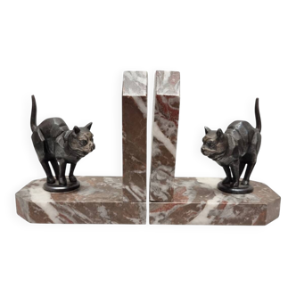 Art Deco bookends with cat, 1920s
