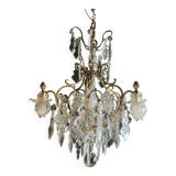 19th Century Cage Chandelier in Crystal and Gilded Bronze (Good Quality)