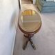 1950s Oval Pedestal Table with Beveled Mercury Mirror