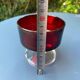 Set of 6 ruby red glass dessert bowls on a pedestal – France – Wine