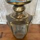 Antique brass lantern ceiling light + 6 faceted beveled glass vintage