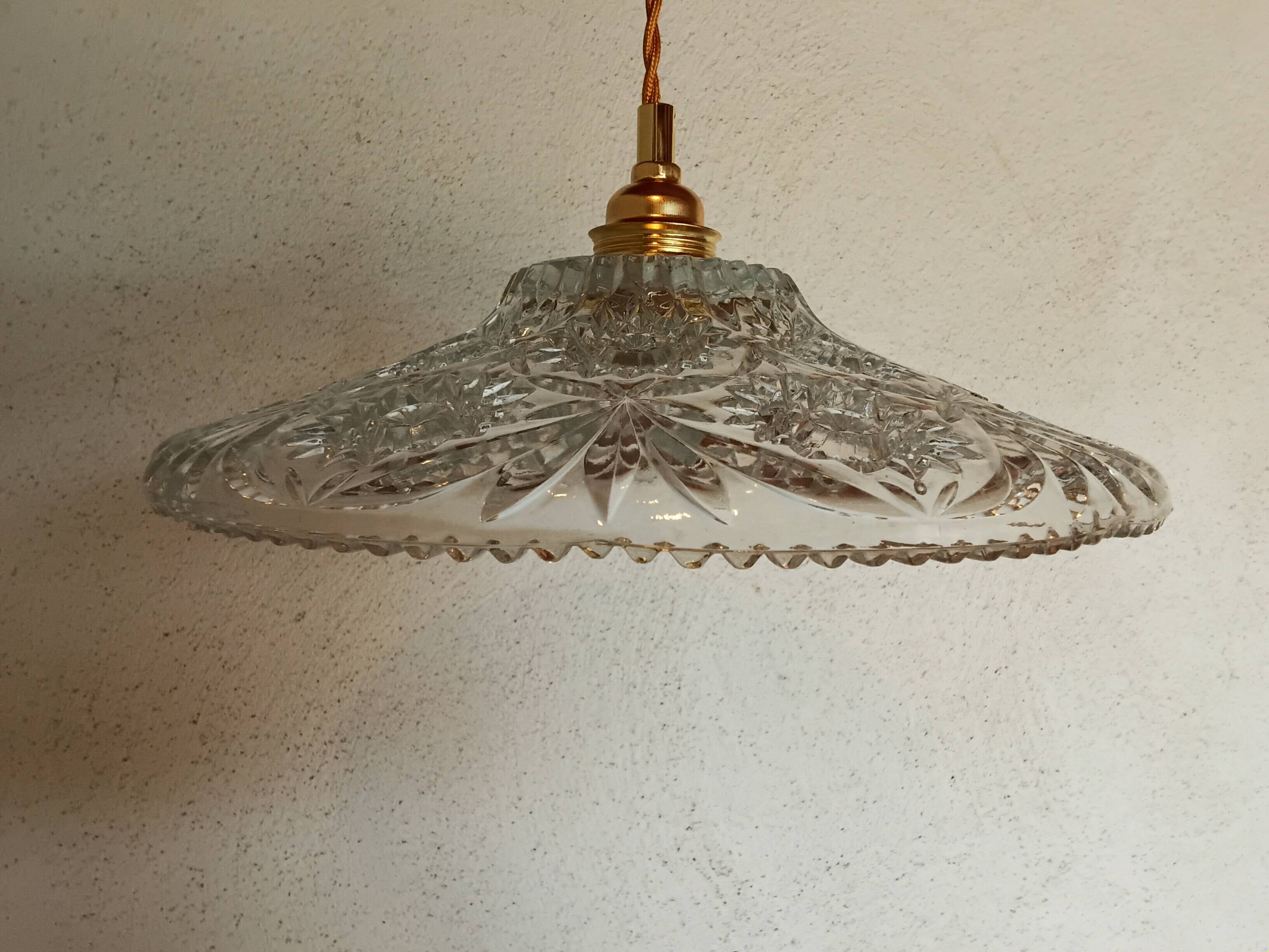 Vintage chiseled glass pendant light