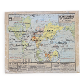 Old school map Vidal-Lablache 22, 1958 - World map, colonies