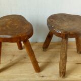 Pair of brutalist tripod stools