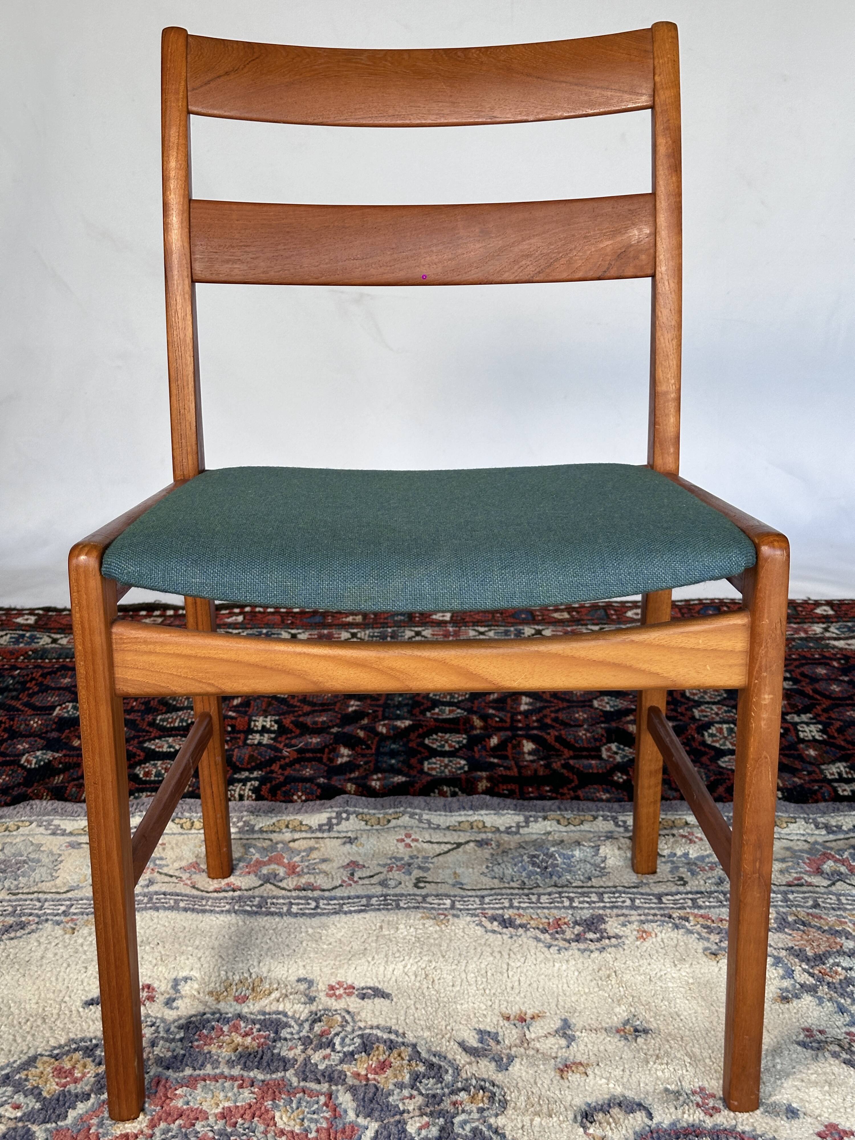 Set of 4 vintage Danish wood and wool chairs by Sax, Denmark 1960s