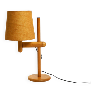 1960s Temde table lamp made of oak wood and with height-adjustable shade