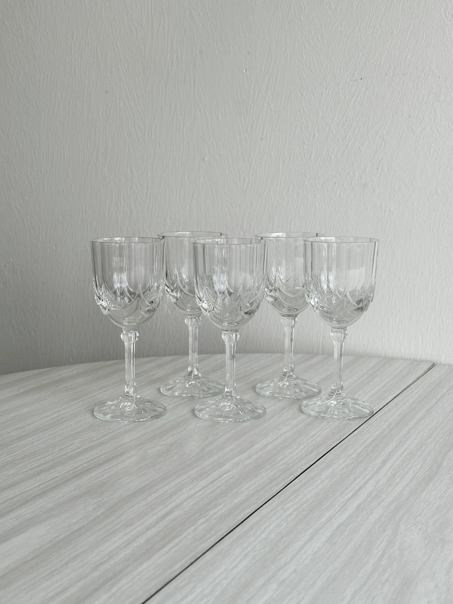 5 Vintage Cut Thick Glass Shot Glasses