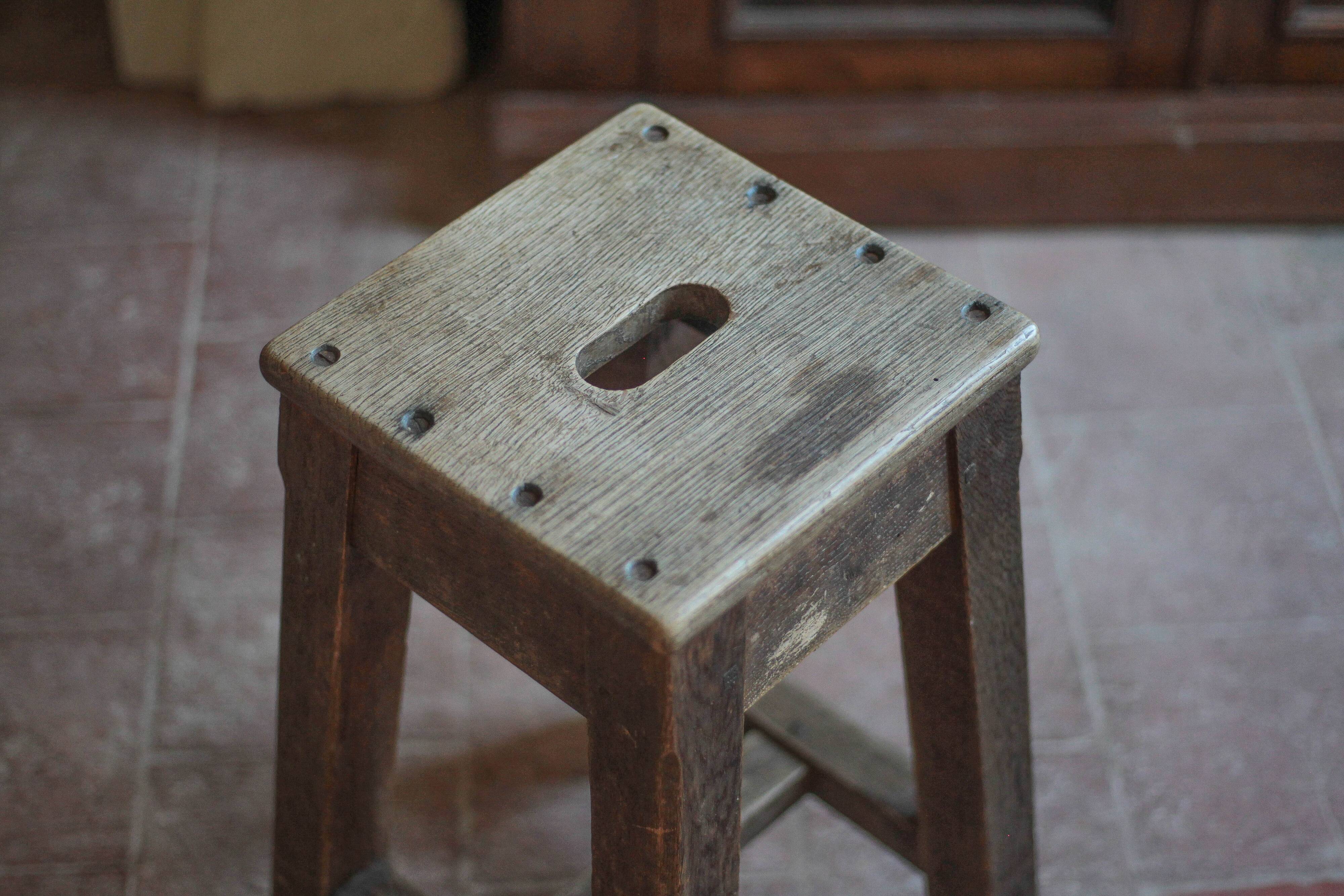 Vintage stool, solid oak stool, accent chair, decor