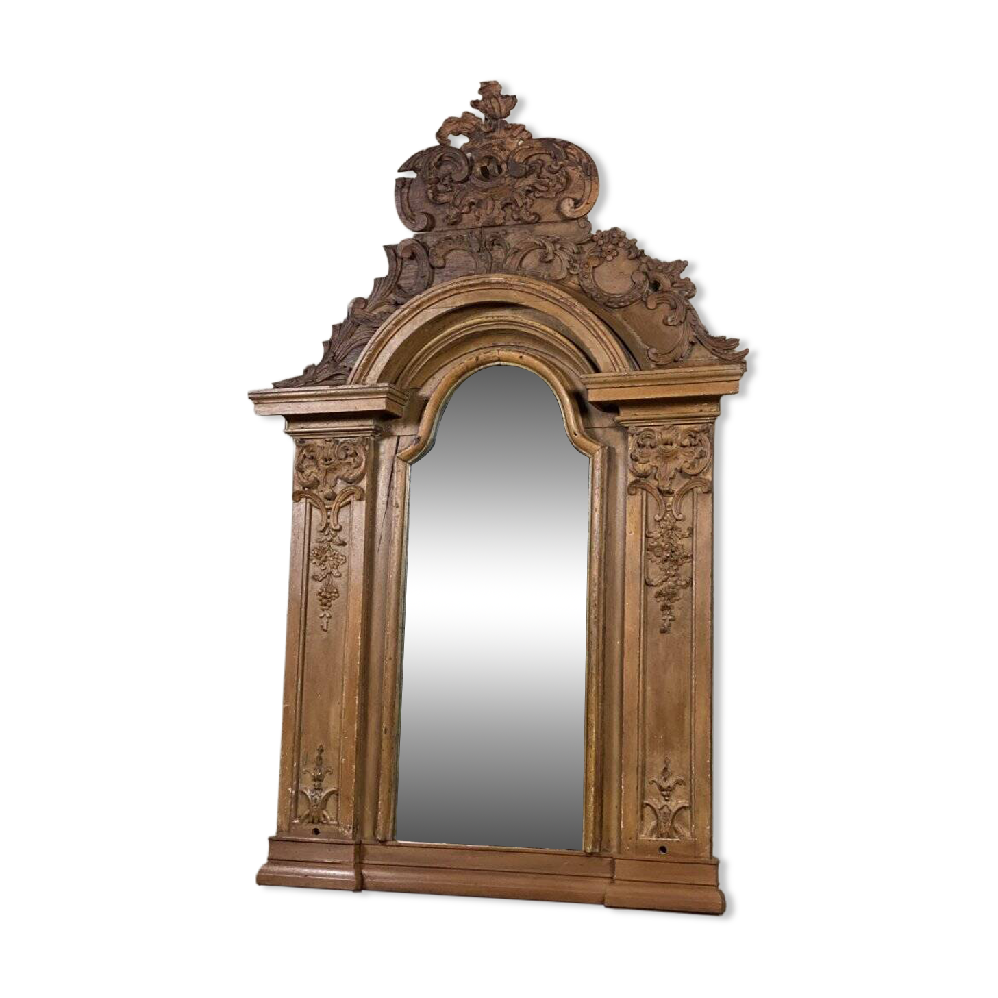 Painted carved wooden mirror, 18th century