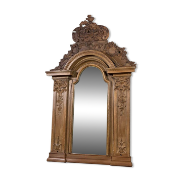 Painted carved wooden mirror, 18th century