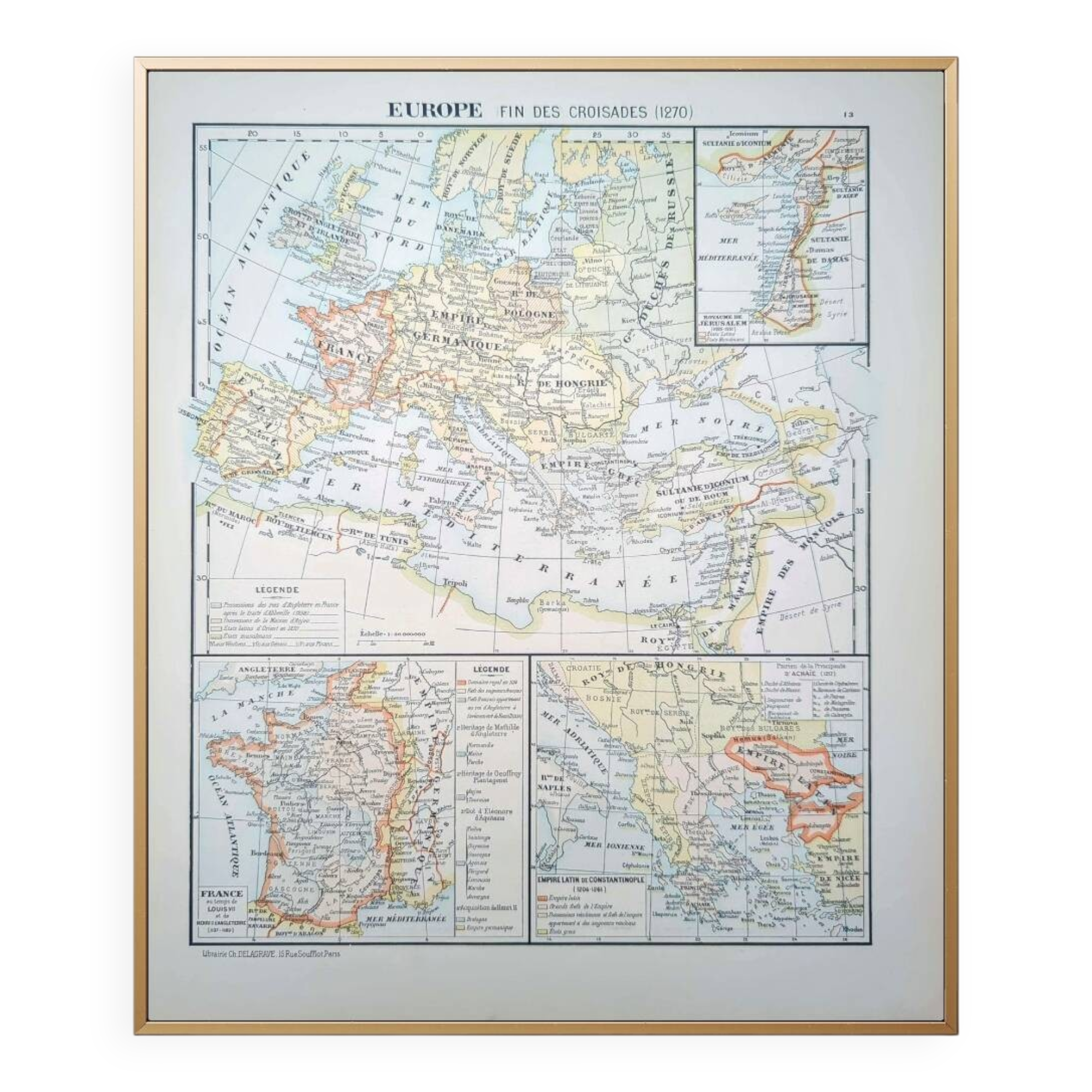 Printed in 1900, Europe in 1270. Original Authentic Vintage.