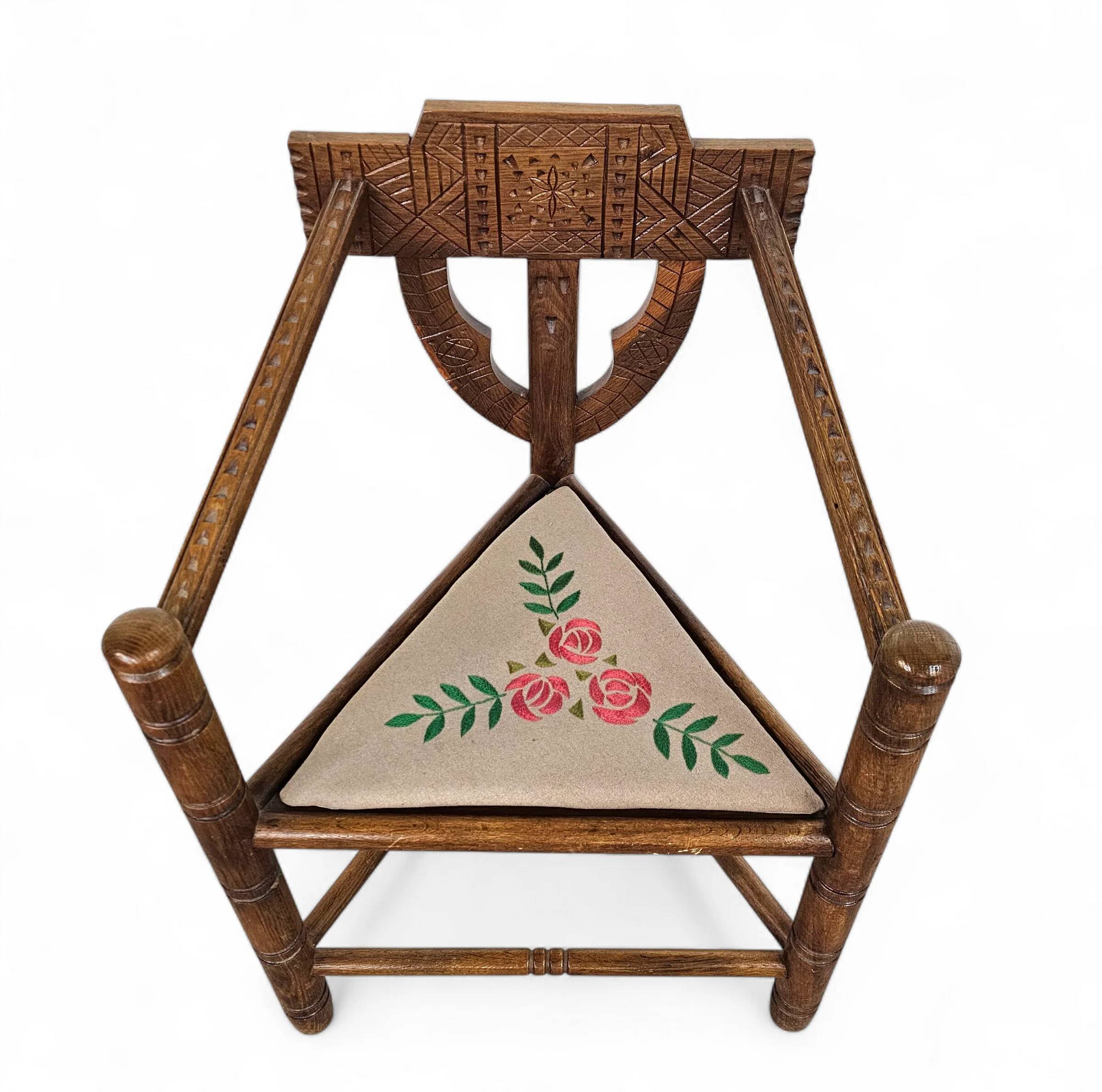 Carved Swedish monk chairs, style attributed to Bernhard Hoettger, made in Sweden, 1940s