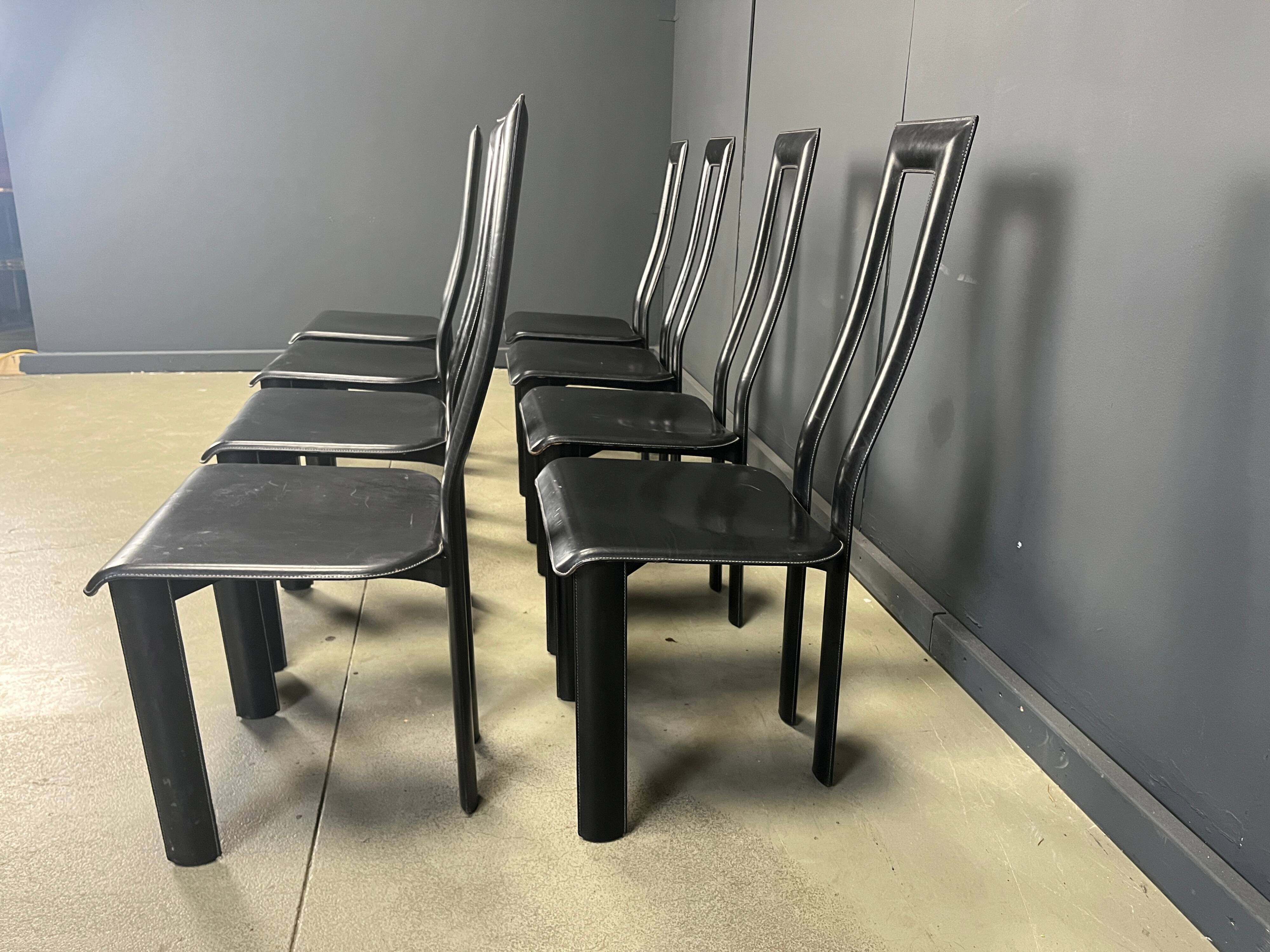 Italian Model Regia Dining Chairs by Antonello Mosca for Ycami, 1980s, Set of 8