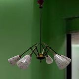 Italian Geometric Bronze chandelier 1950’s