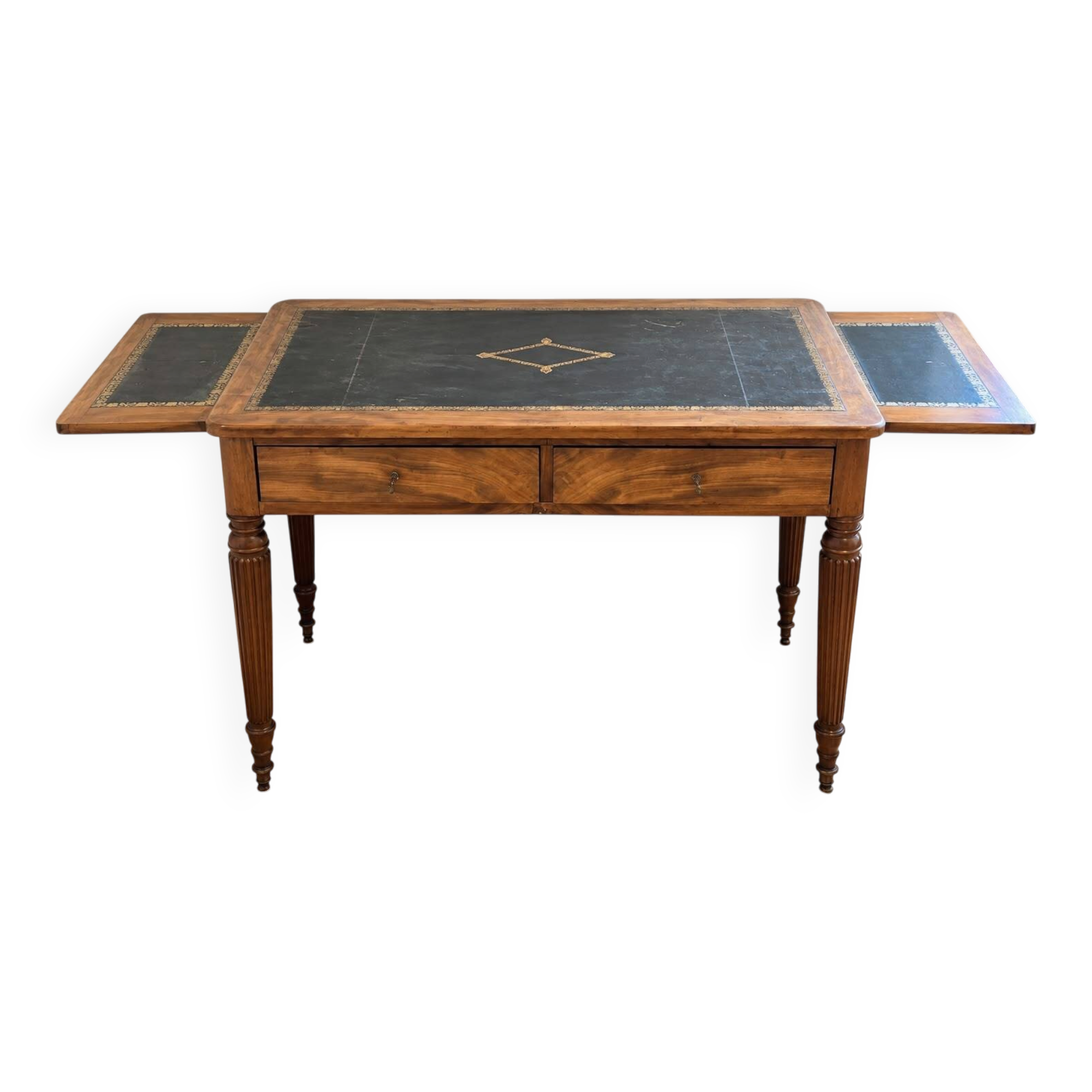 Very elegant antique desk in the Louis XVI style, probably made of walnut.