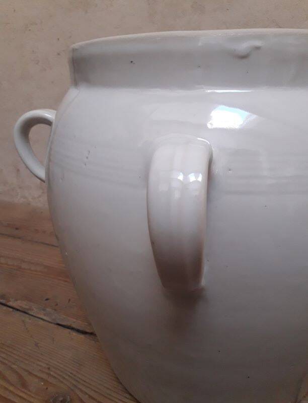 Grease pot salting pot H47cm in enamelled stoneware