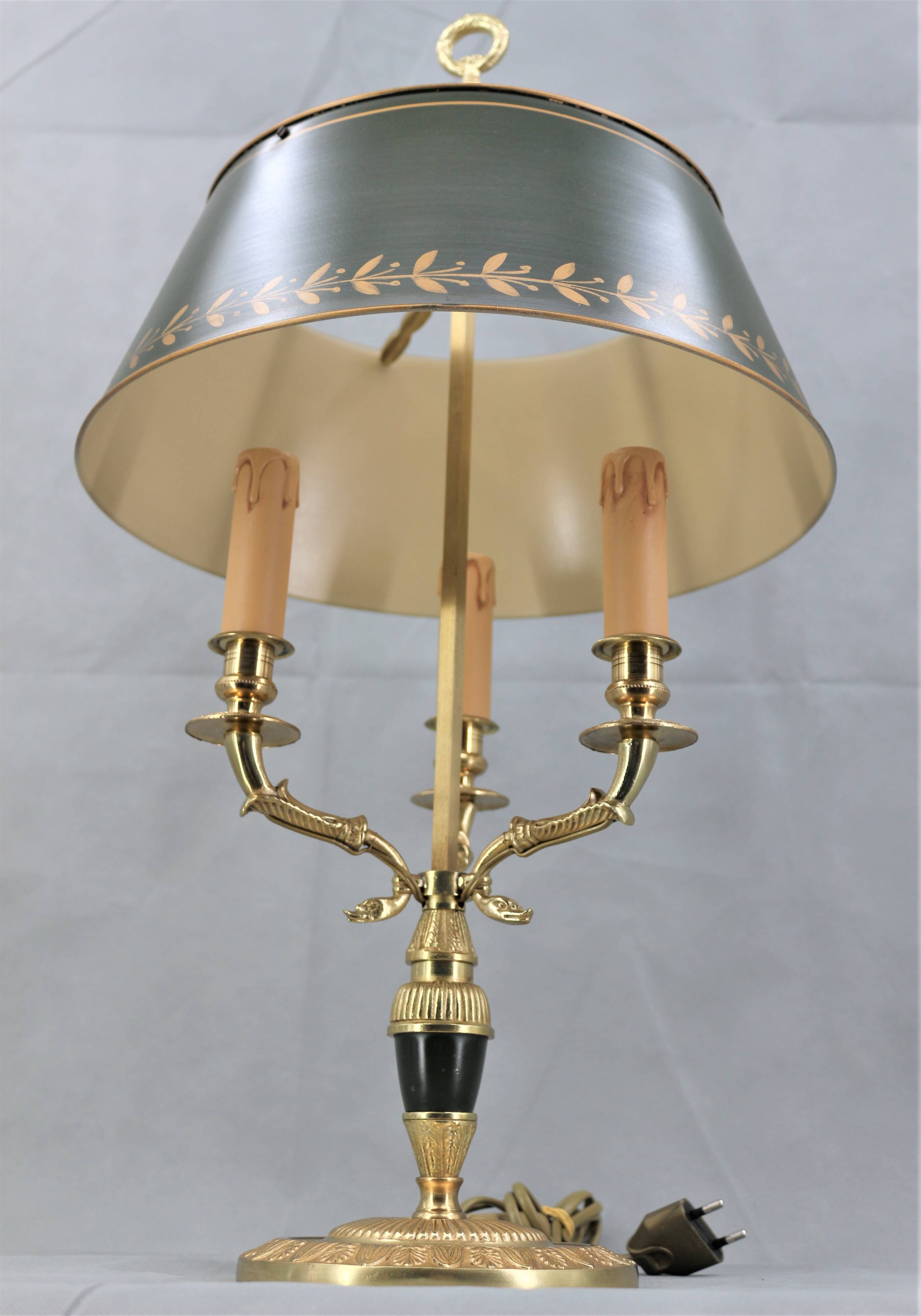 Empire style bronze hot water bottle lamp "Col de Cygnes"