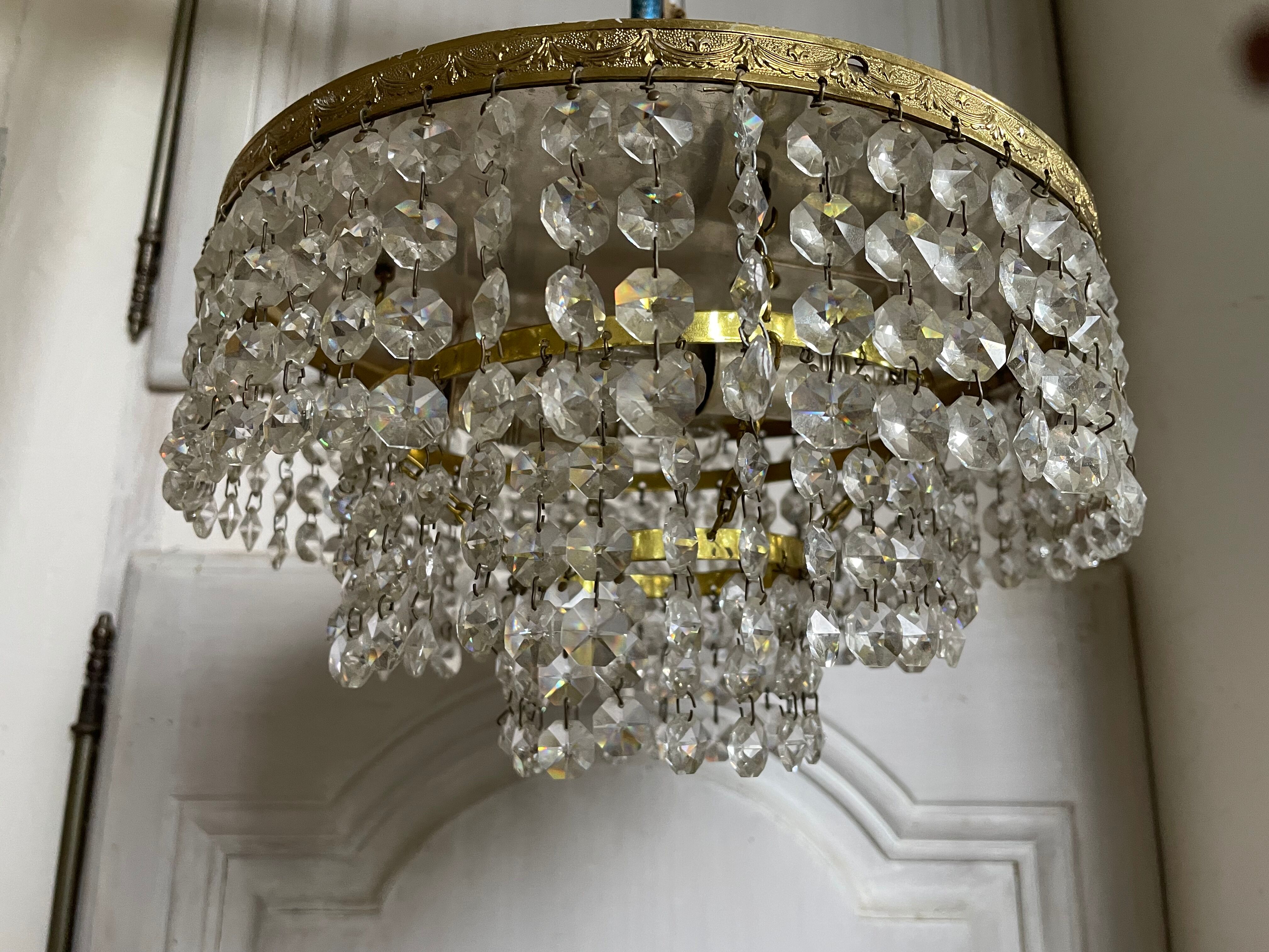 Ceiling lamp crown brass with vintage tassels