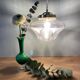 Vintage art deco globe pendant lights in white and gold frosted glass