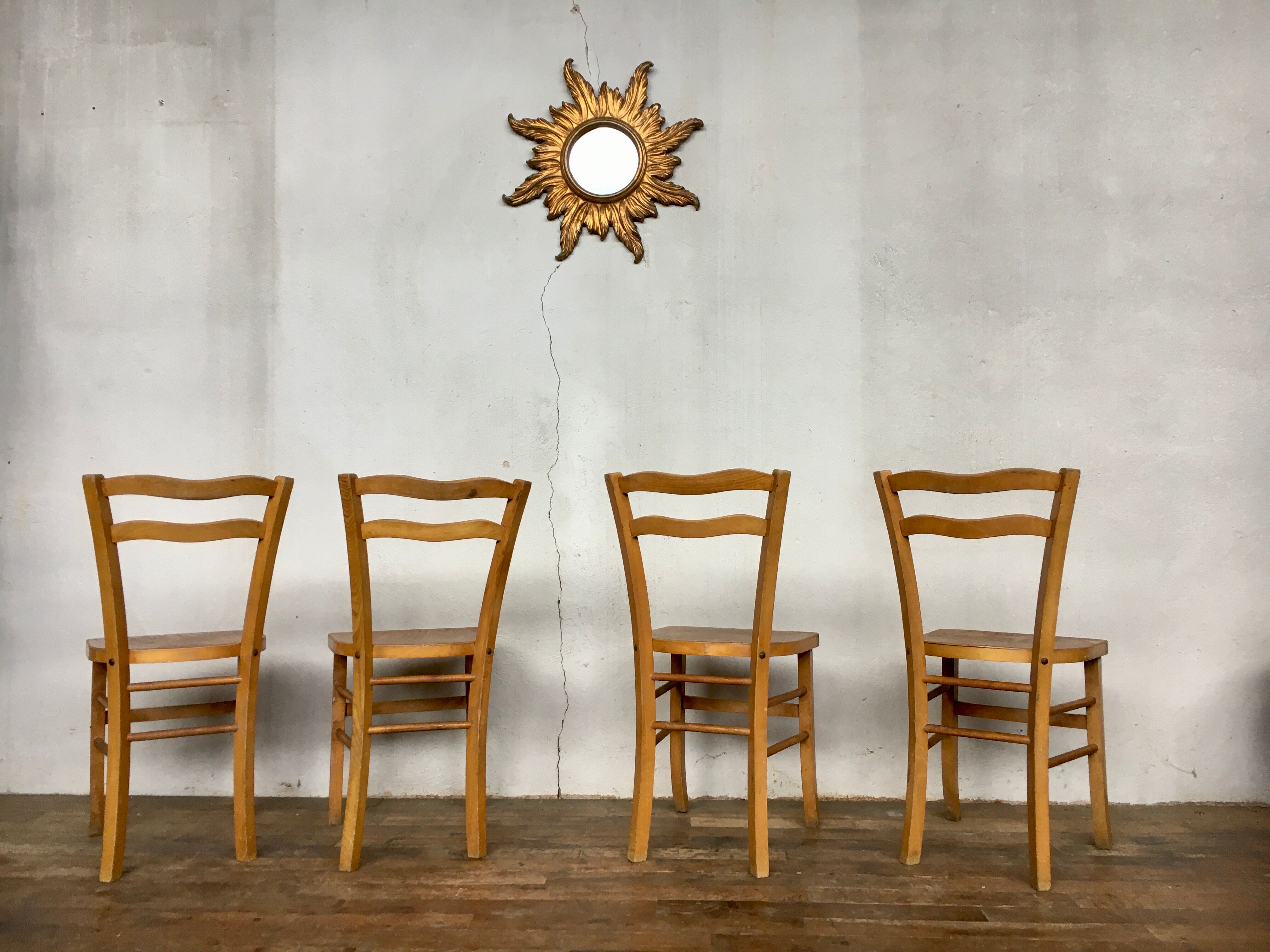 Series 4 wooden chairs barter bistro 1950