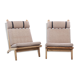 Pair of Scandinavian armchairs GE 375, with 1 pair of armrests.