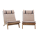 Pair of Scandinavian armchairs GE 375, with 1 pair of armrests.